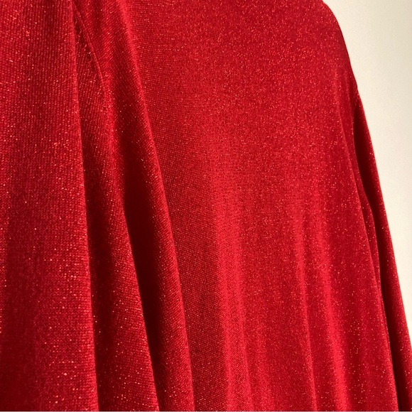 Terra & Sky Red Sparkly Sweater | Size 2X/20-22W | Rhinestone Collar | Holiday - Picture 5 of 15